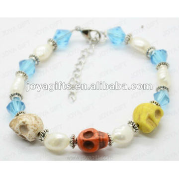 Fashion 2012 Joya Skull With Glass Beads Anklet